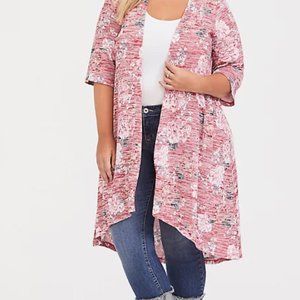 Torrid Floral HI_LO Sweater Kimono Size 2